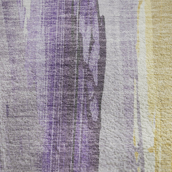 HomeRoots 5' X 8' Vibrant Purple and Gold Abstract Area Rug - Washable, UV-Protected, Non-Slip Design! 705565