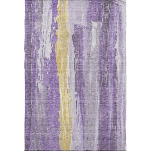 HomeRoots 9' X 12' Vibrant Purple and Gold Abstract Area Rug – Washable, UV-Protected, Non-Slip Backing! 705568
