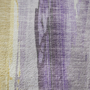 HomeRoots 9' X 12' Vibrant Purple and Gold Abstract Area Rug – Washable, UV-Protected, Non-Slip Backing! 705568