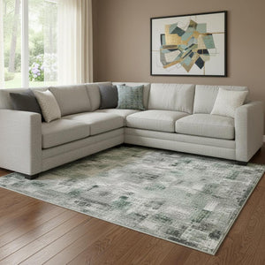 HomeRoots 8' X 10' Sage and Blush Abstract Area Rug - Washable, UV-Protected, Stylish, and Durable for Homes 705573