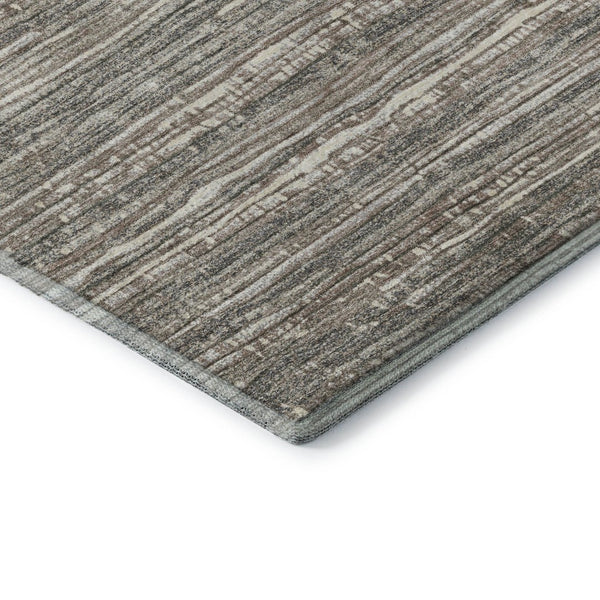 HomeRoots 5' X 8' Beige and Taupe Striped Washable Area Rug - Durable, Stylish, UV-Protected for Any Room 705577