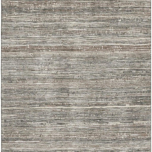 HomeRoots 5' X 8' Beige and Taupe Striped Washable Area Rug - Durable, Stylish, UV-Protected for Any Room 705577