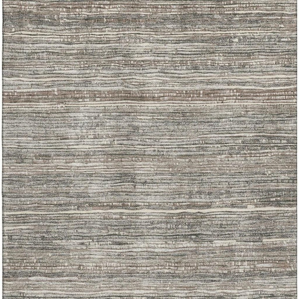 HomeRoots 5' X 8' Beige and Taupe Striped Washable Area Rug - Durable, Stylish, UV-Protected for Any Room 705577