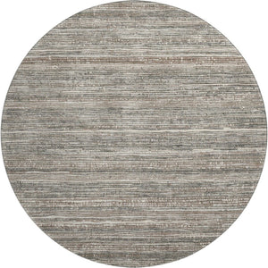 HomeRoots 8' Beige and Taupe Striped Washable Round Rug with UV Protection for Easy Care in High-Traffic Areas 705578