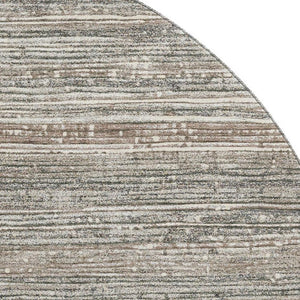 HomeRoots 8' Beige and Taupe Striped Washable Round Rug with UV Protection for Easy Care in High-Traffic Areas 705578