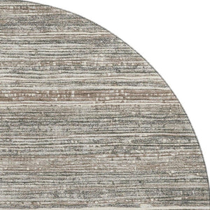 HomeRoots 8' Beige and Taupe Striped Washable Round Rug with UV Protection for Easy Care in High-Traffic Areas 705578