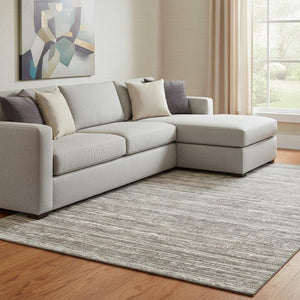HomeRoots 8' X 10' Beige And Taupe Striped Washable Area Rug - Durable, UV-Protected, Perfect for Any Room! 705579