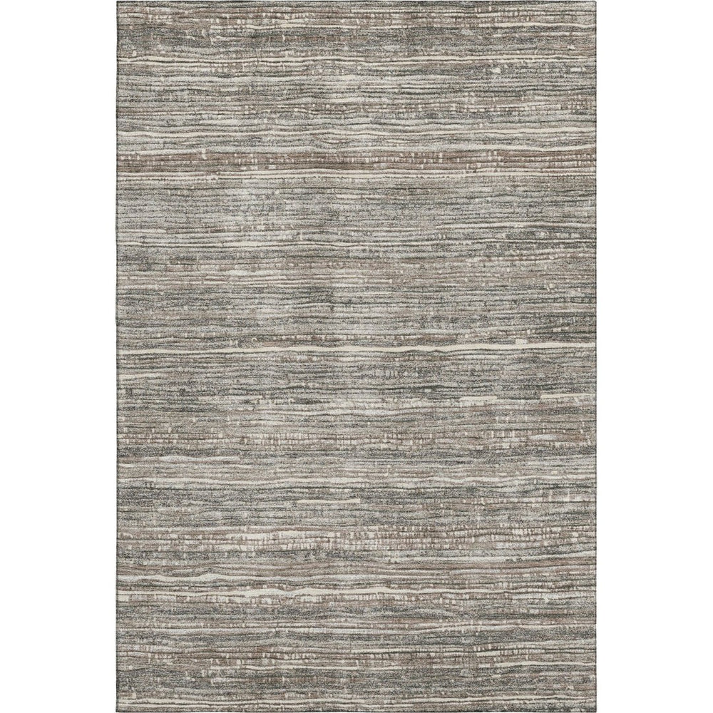 HomeRoots 9' X 12' Beige & Taupe Striped Washable Area Rug - Durable, UV-Protected & Perfect for Any Room 705580