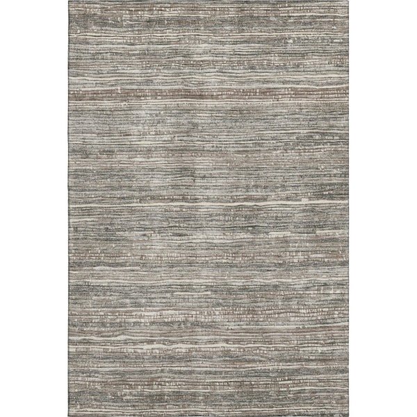 HomeRoots 10' X 14' Striped Beige and Taupe Area Rug – UV Protected, Stain-Resistant, Perfect for Kids and Pets! 705581
