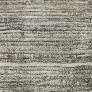 HomeRoots 10' X 14' Striped Beige and Taupe Area Rug – UV Protected, Stain-Resistant, Perfect for Kids and Pets! 705581
