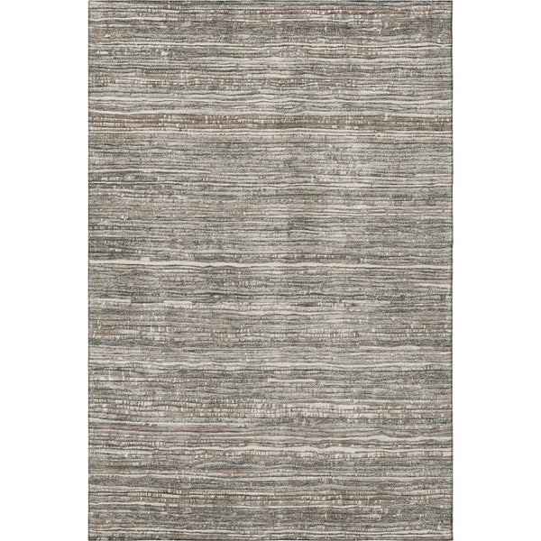 HomeRoots 10' X 14' Striped Beige and Taupe Area Rug – UV Protected, Stain-Resistant, Perfect for Kids and Pets! 705581