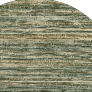 HomeRoots 8' Washable Fern Green & Taupe Striped Round Rug with UV Protection for Stylish, Busy Homes 705584
