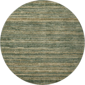 HomeRoots 8' Washable Fern Green & Taupe Striped Round Rug with UV Protection for Stylish, Busy Homes 705584