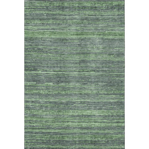 HomeRoots 8' X 10' Green and Gray Striped Washable Area Rug with UV Protection for Indoor and Outdoor Use 705591