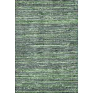 HomeRoots 9' X 12' Striped Green and Gray Area Rug - Washable, UV-Protected, Durable for Homes with Kids & Pets 705592