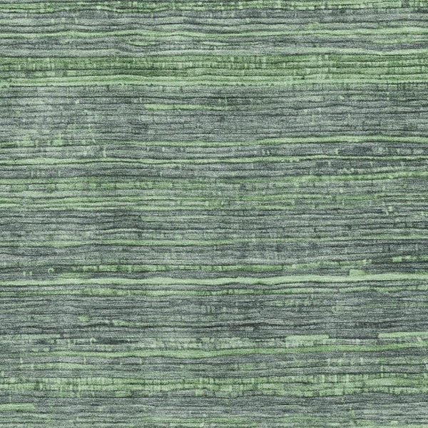 HomeRoots 9' X 12' Striped Green and Gray Area Rug - Washable, UV-Protected, Durable for Homes with Kids & Pets 705592
