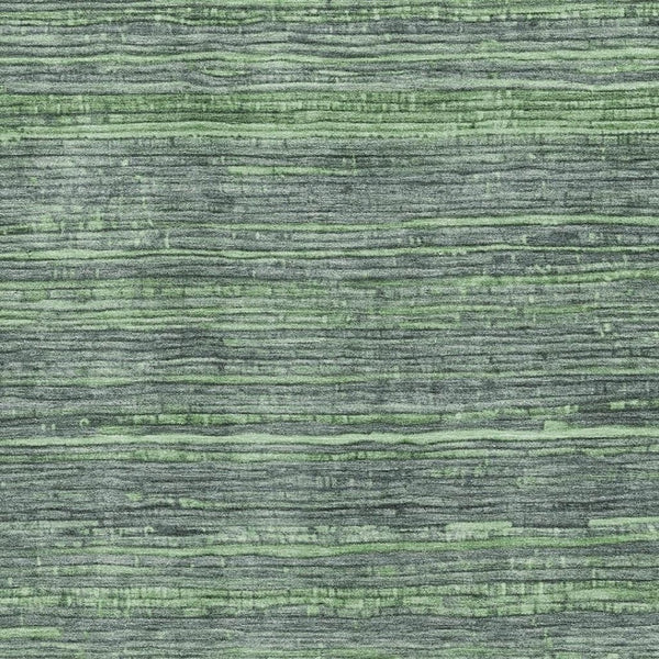 HomeRoots 10' X 14' Stylish Green and Gray Striped Washable Area Rug with UV Protection for Homes & Families 705593