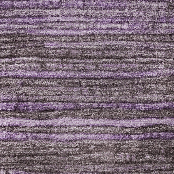 HomeRoots 8' Purple And Gray Striped Round Washable Rug - Stain Resistant, UV Protected, Non-Slip Backing 705596