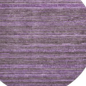HomeRoots 8' Purple And Gray Striped Round Washable Rug - Stain Resistant, UV Protected, Non-Slip Backing 705596
