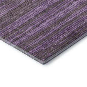 HomeRoots 8' X 10' Stylish Purple and Gray Striped Area Rug - Washable, UV Protected, Durable for Homes! 705597