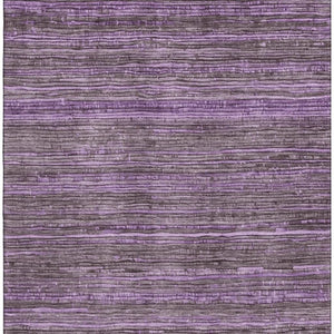 HomeRoots 8' X 10' Stylish Purple and Gray Striped Area Rug - Washable, UV Protected, Durable for Homes! 705597