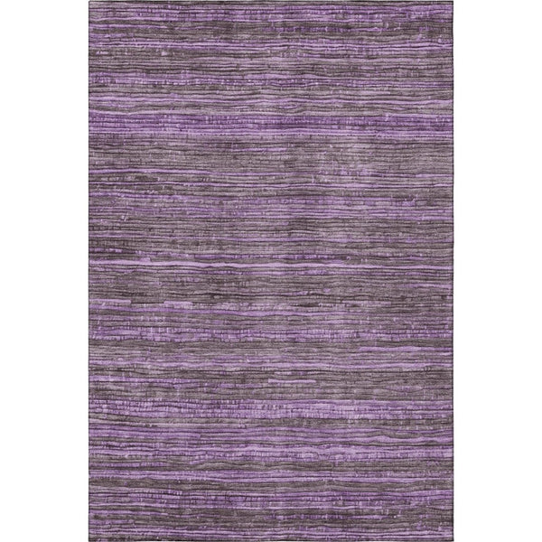 HomeRoots 8' X 10' Stylish Purple and Gray Striped Area Rug - Washable, UV Protected, Durable for Homes! 705597