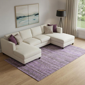 HomeRoots 9' X 12' Purple and Gray Striped Washable Area Rug - Stylish, Durable, UV-Protected for Every Home! 705598