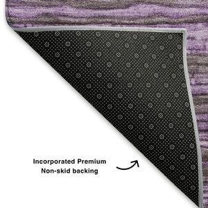 HomeRoots 9' X 12' Purple and Gray Striped Washable Area Rug - Stylish, Durable, UV-Protected for Every Home! 705598