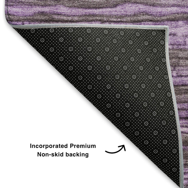 HomeRoots 9' X 12' Purple and Gray Striped Washable Area Rug - Stylish, Durable, UV-Protected for Every Home! 705598