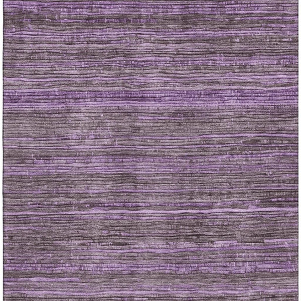 HomeRoots 9' X 12' Purple and Gray Striped Washable Area Rug - Stylish, Durable, UV-Protected for Every Home! 705598