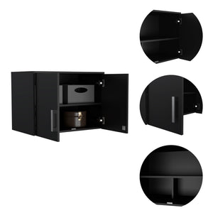 English Elm Storage Wall Cabinet with Three Shelves and Dual Doors for Garage or Home Office B070P188810