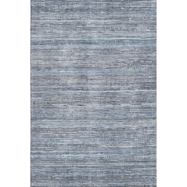 HomeRoots 5' X 8' Sky Blue and Gray Striped Washable Rug with UV Protection - Durable, Stylish & Easy Care! 705601