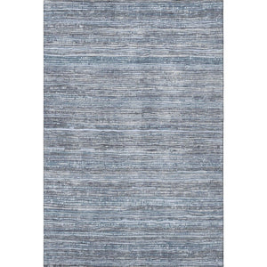 HomeRoots 5' X 8' Sky Blue and Gray Striped Washable Rug with UV Protection - Durable, Stylish & Easy Care! 705601