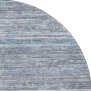 HomeRoots 8' Sky Blue and Gray Striped Round Rug - Washable, UV-Protected, Non-Slip, Ideal for Busy Homes 705602