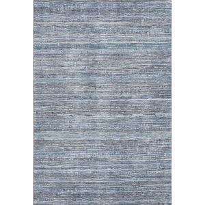 HomeRoots 8' X 10' Sky Blue & Gray Striped Washable Area Rug - Durable, Stain-Resistant, UV Protected Design! 705603