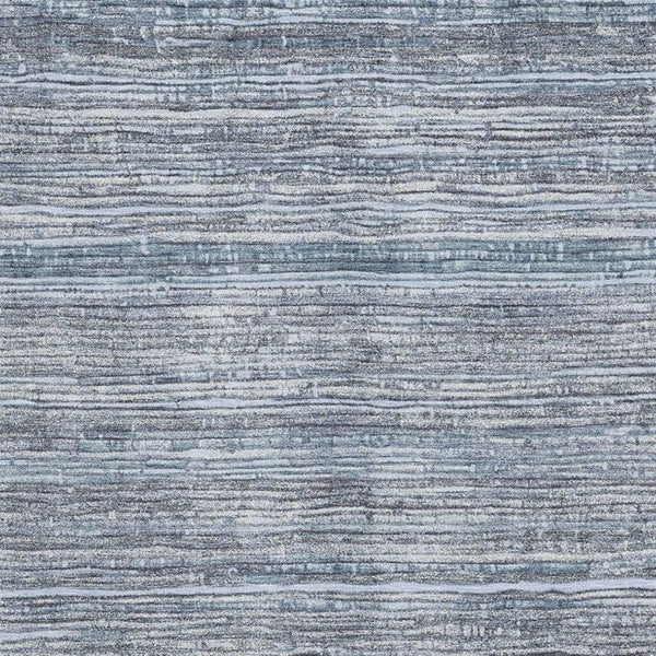 HomeRoots 8' X 10' Sky Blue & Gray Striped Washable Area Rug - Durable, Stain-Resistant, UV Protected Design! 705603