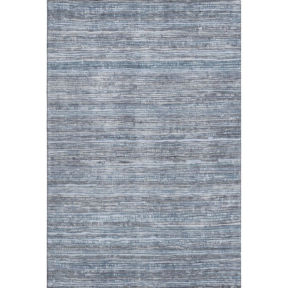 HomeRoots 9' Sky Blue & Gray Striped Washable Area Rug – UV Protected, Durable, Easy-Care for Homes with Kids & Pets 705604