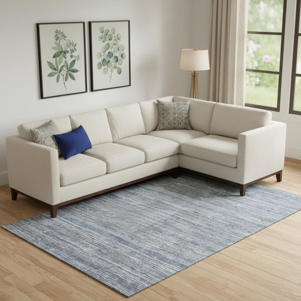 HomeRoots 10' X 14' Sky Blue & Gray Striped Washable Area Rug - UV Protected, Soft, Durable & Easy Care! 705605