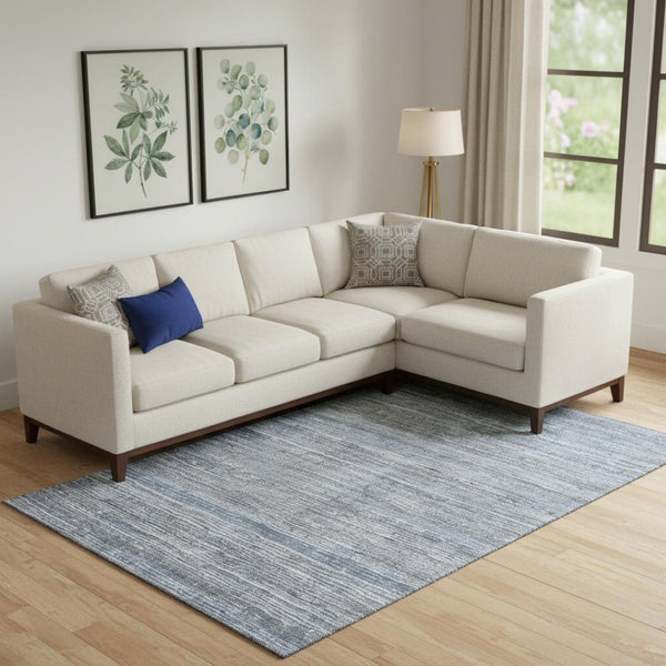 HomeRoots 10' X 14' Sky Blue & Gray Striped Washable Area Rug - UV Protected, Soft, Durable & Easy Care! 705605