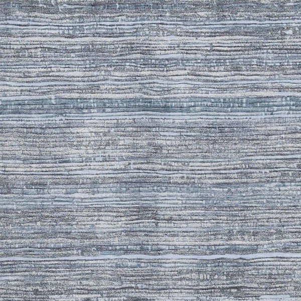 HomeRoots 10' X 14' Sky Blue & Gray Striped Washable Area Rug - UV Protected, Soft, Durable & Easy Care! 705605