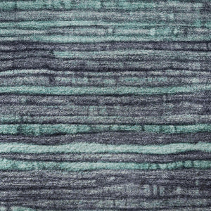 HomeRoots 8' Stylish Teal and Gray Striped Round Rug – Washable, UV-Protected, Stain-Resistant, Non-Slip Design 705608