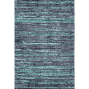 HomeRoots 8' X 10' Teal and Gray Striped Washable Area Rug with UV Protection for Indoor & Outdoor Use 705609