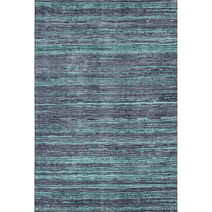 HomeRoots 9' X 12' Teal & Gray Striped Washable Area Rug with UV Protection, Perfect for High-Traffic Spaces 705610