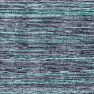 HomeRoots 9' X 12' Teal & Gray Striped Washable Area Rug with UV Protection, Perfect for High-Traffic Spaces 705610