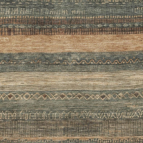 HomeRoots 5' X 8' Fern Green & Copper Geometric Washable Area Rug - Stylish, Durable, UV-Resistant Design! 705613