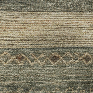HomeRoots 8' Fern Green & Copper Geometric Washable Round Rug - Durable, UV-Protected & Stylish for Any Space 705614
