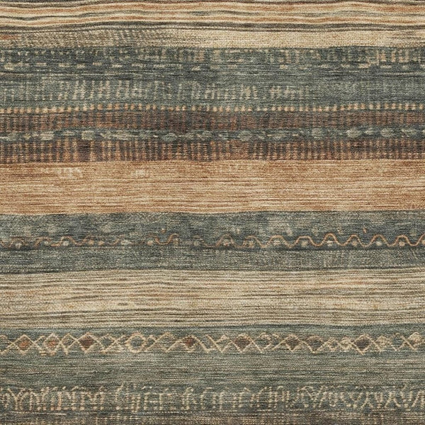HomeRoots 8' X 10' Modern Fern Green & Copper Geometric Area Rug - Washable, UV Protected & Stain Resistant! 705615