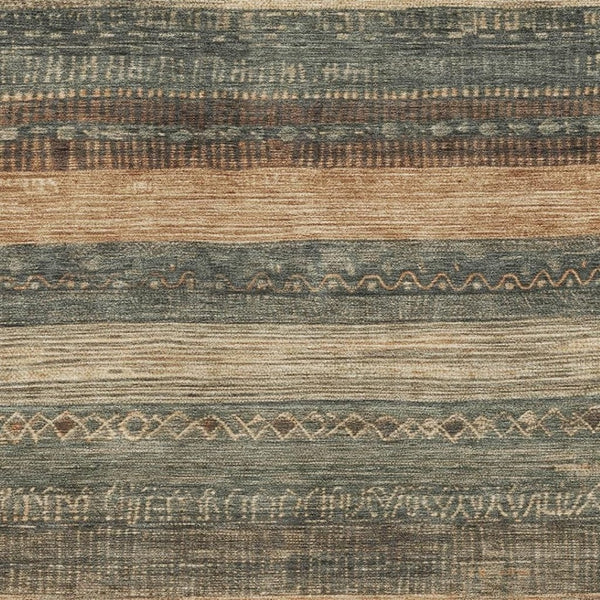 HomeRoots 9' X 12' Fern Green & Copper Geometric Area Rug - Durable, Washable, UV-Protected for Modern Homes 705616