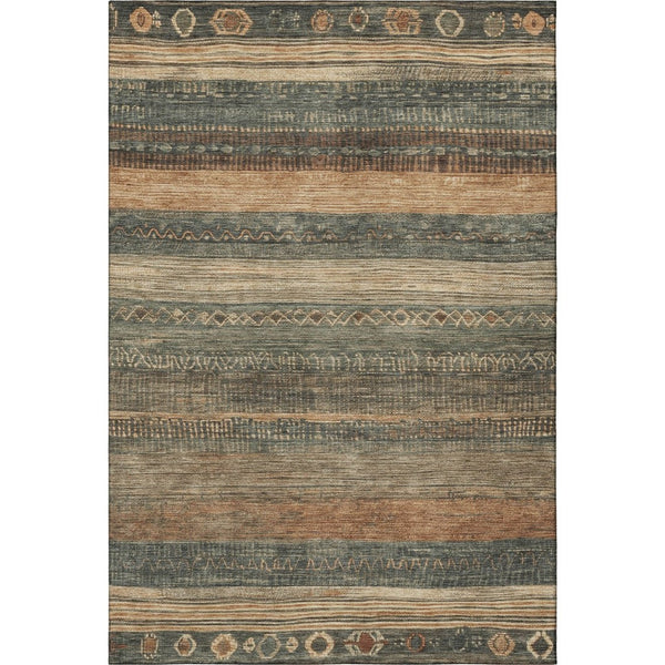 HomeRoots 9' X 12' Fern Green & Copper Geometric Area Rug - Durable, Washable, UV-Protected for Modern Homes 705616