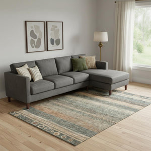 HomeRoots 10' Geometric Fern Green & Copper Area Rug - Washable, Stain-Resistant, UV Protected for Homes 705617